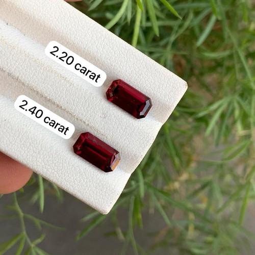 Beautiful Red Garnet 2.40 Carat, 2.20 Carat Emerald Shape Garnet Loose Gemstones - 第 3/4 張圖片