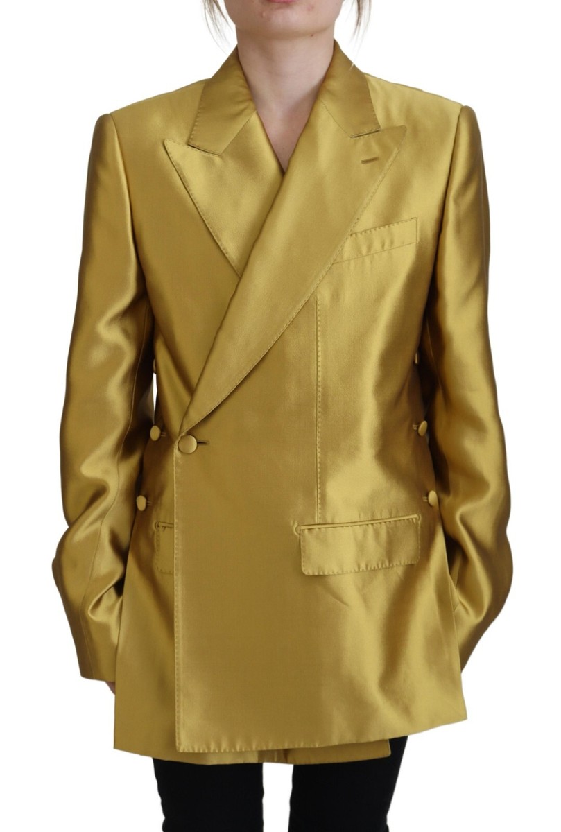 DOLCE & GABBANA Jacket Gold Satin Long Sleeves Blazer Coat