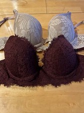 2 Aerie 32C Lace Plunge Push Up Underwire Bras Preowned