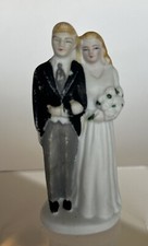 Bride Groom Cake Topper Vintage - Hand painted, Japan 3 Ceramic