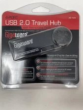 Gigaware -  4-port USB Travel Hub - Black - Retractable Cable - PC/MAC