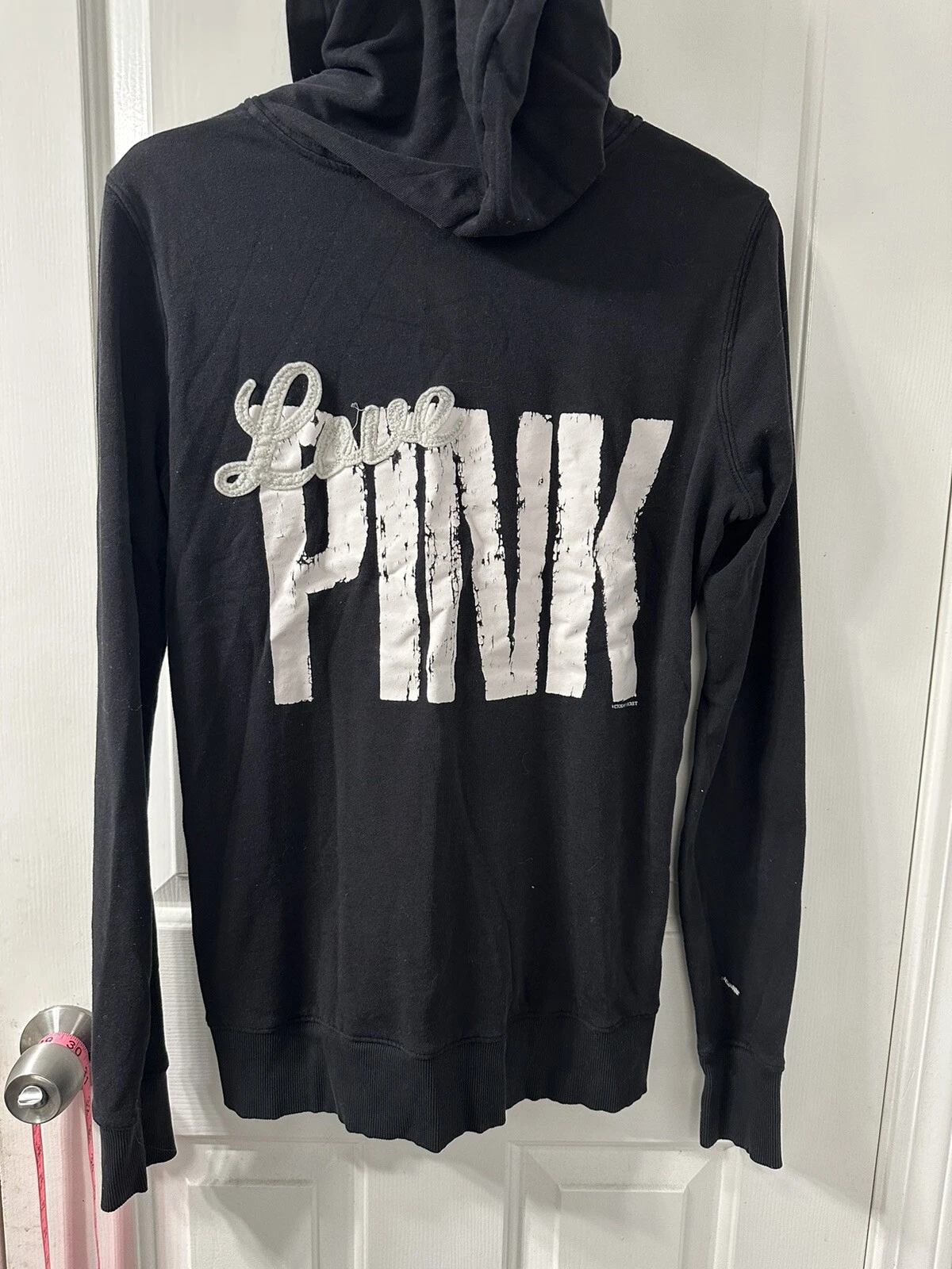 UNDERCOVER Felpa con cappuccio zip intera Victoria Secret Pink nera bianca logo classico taglia S linea lunga