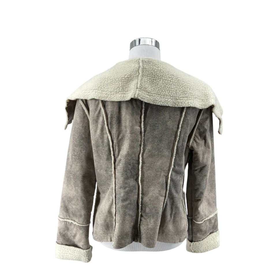Mur Mur Jacket Womens Medium Gray Shearling Lined Wide Collar Toggle Button - Image 4 of 4