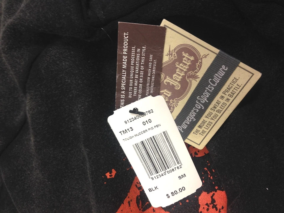 RED JACKET TOUGH MUDDER BLACK PIG PEN POCKET PULLOVER Sm LONG SLEEVE SWEATER C5 - Image 3 of 3