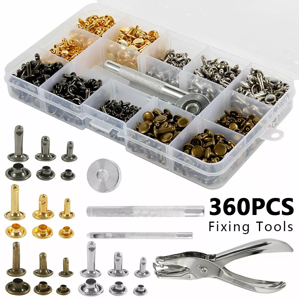 Leather Rivets Tool Metal Stud Set Double Cap Fixing Belt Repair