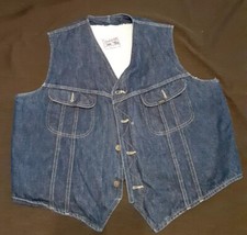 Vintage Storm Rider Lee Denim Blue Jean Insulated Sherpa Lined Button Up Vest XL