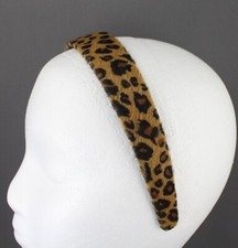 Brown Black cheetah faux fur animal print headband hair band 1 1/8" wide leopard