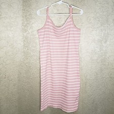 Shein Girls Size 11-12Y Spaghetti Strap Dress Pink White Stripes C385