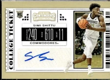 2019 Panini Contenders Draft Picks #96 Simi Shittu Ticket Auto Rookie Vanderbilt
