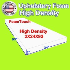 FoamTouch High Density Upholstery Foam Cushion 2" x 24" x 93" Custom Cut