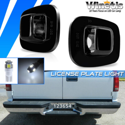 Silverado 1500 Accessories Pair Of Bright White LED License Plate Lights For 1988-2000 Chevy C/K Series Trucks &amp; Blazer - Chrome Housing, DOT/SAE Front License Plate Chevy