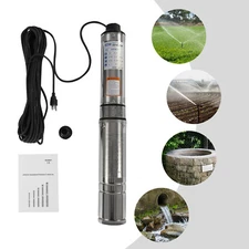 0.5HP Submersible Well Pump, 16GPM Stainless Steel, 110V Deep Water Pump