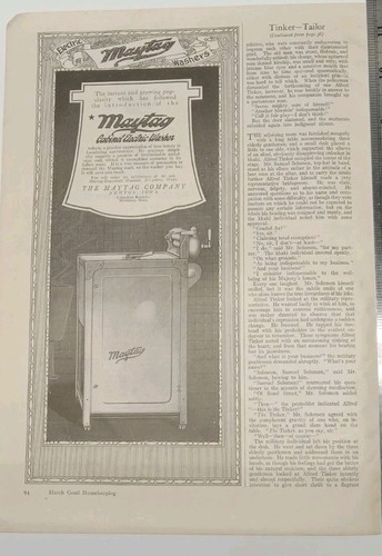 MAYTAG WASHING MACHINE NEWSPAPER Original Print AD 1926