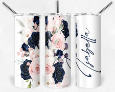 Personalized Gift for Her - 20oz Floral Tumbler with Name - Insulated Cup