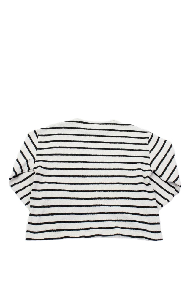 Top tejido a rayas con cuello redondo manga larga blanco talla 11-12 de Zara para niñas Foto 2 de 3