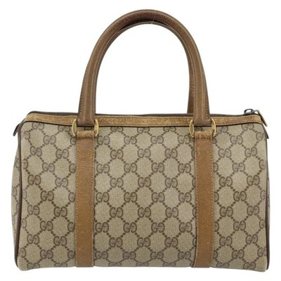 GUCCI GG Supreme Web Sherry Line Boston Bag PVC Beige Gold 40 02