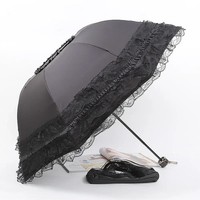 Portable Women's Parasol Lace Sun Umbrella Folding Umbrella Anti-UV Protection◈