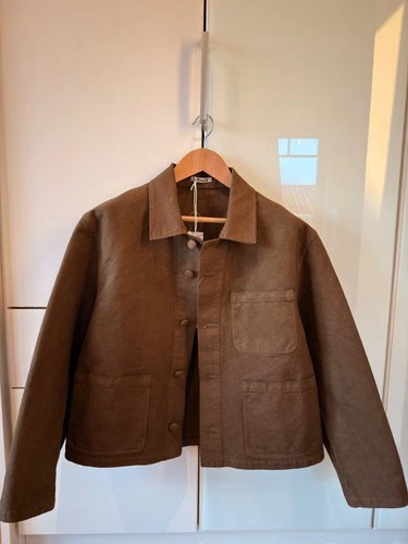 AURALEE Garment Dyed Organic Cotton Heavy Twill Short Work Jacket Brown Sz. 4 - product listing photo