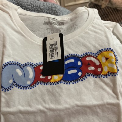 NASCAR After School Matters Junior White Tee, Sz. L, MSRP $35.