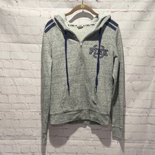 PINK Victoria's Secret Woman's Gray and Navy Zip-Up Sweatshirt Size Medium