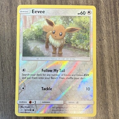 Pokémon Eevee Reverse Holo 167/236 Sm-Cosmic Eclipse Basic 60 HP Pokémon TCG