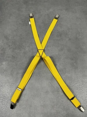 Bretelles vintage jaune unies unisexe Made in France - Photo 1/4