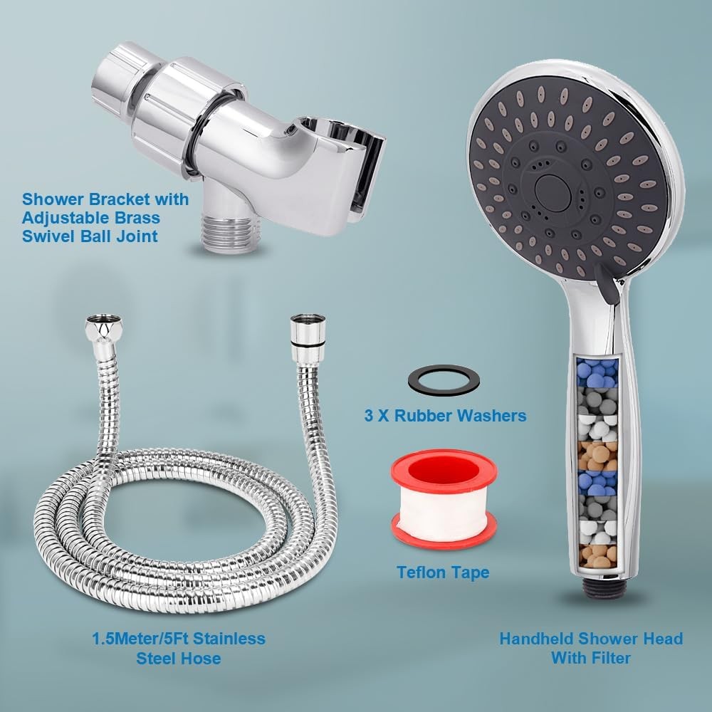 Briout Filtered Shower Head with Handheld, High Pressure Silver&amp;Filtered 