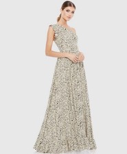 NWT IEENA For Mac Duggal One-Shoulder Dalmation Print Gown Sz 12