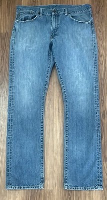 Polo Ralph Lauren Slim Straight Light Blue Denim Jeans Mens 34x32 Logo 