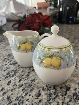 Mikasa Optima Fruit Lemon Cherry Pear Creamer Sugar Container Ceramic Container
