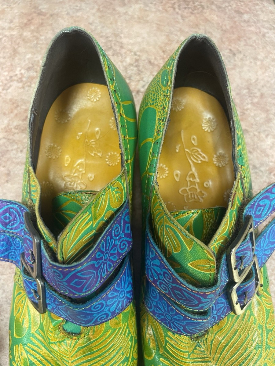 Floral Embossed Double Strap Monk Oxfords Vi Tage Style Bohemian  View 5