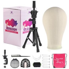 Canvas Head for Wig Making Display with Accessories