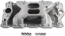 7501 2026 Air-gap Intake Manifold Aluminum Dual Plane For Chevy Sbc V8 Silver