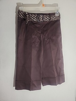 BCX Gir Y2kl Gauchos & Faux Leather  Metallic Belt Brown Size Eight 10 NWT 