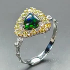 Fashion jewelry Natural Black Opal Ring 925 Sterling Silver Size 8 /R471643