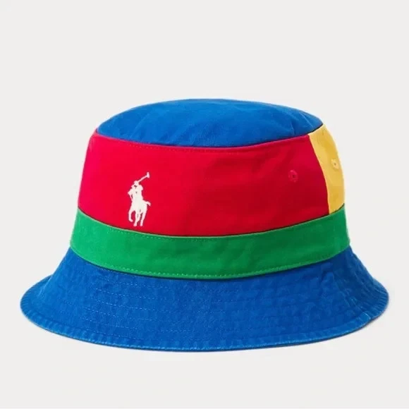 Size L/XL Polo Ralph Lauren Paneled Safari Bucket Hat Pony Rainbow New with Tag