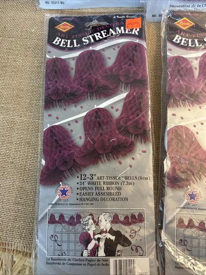 Lote De Colección 1998 Beistle Panal Púrpura Campanas 9" Nuevo De Lote Antiguo Boda Ducha LOTE Novia Foto 4 de 4