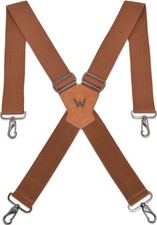 WELKINLAND Brown 2 Inch Heavy Duty Work Suspenders for Men with Swivel Hooks
