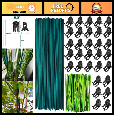 200PCS Bamboo Plant Stakes Kit with Orchid Clips & Twist Ties for Garden Support