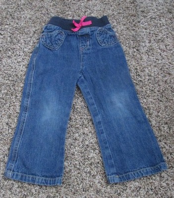 Jumping Beans Pull On Jeans Toddler Girls Size 24M Blue Denim Elastic Pockets