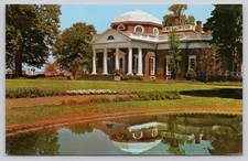 Monticello Thomas Jefferson Home Fish Pond Photochrome Postcard