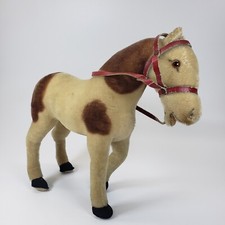 STEIFF Horse 1950s Spots 10" Tall w/ Bridle Reins Cosmetic Defects/For Repair