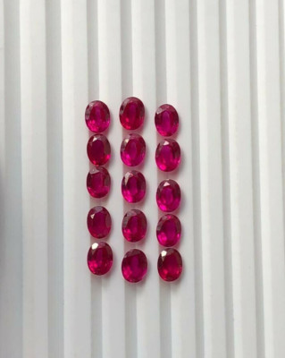 28.95 Cts Künstlicher Pink Rubin Facettiert 8x6x4 MM Oval Lose Edelstein