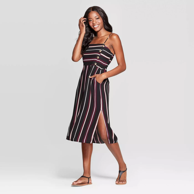 side button midi dress