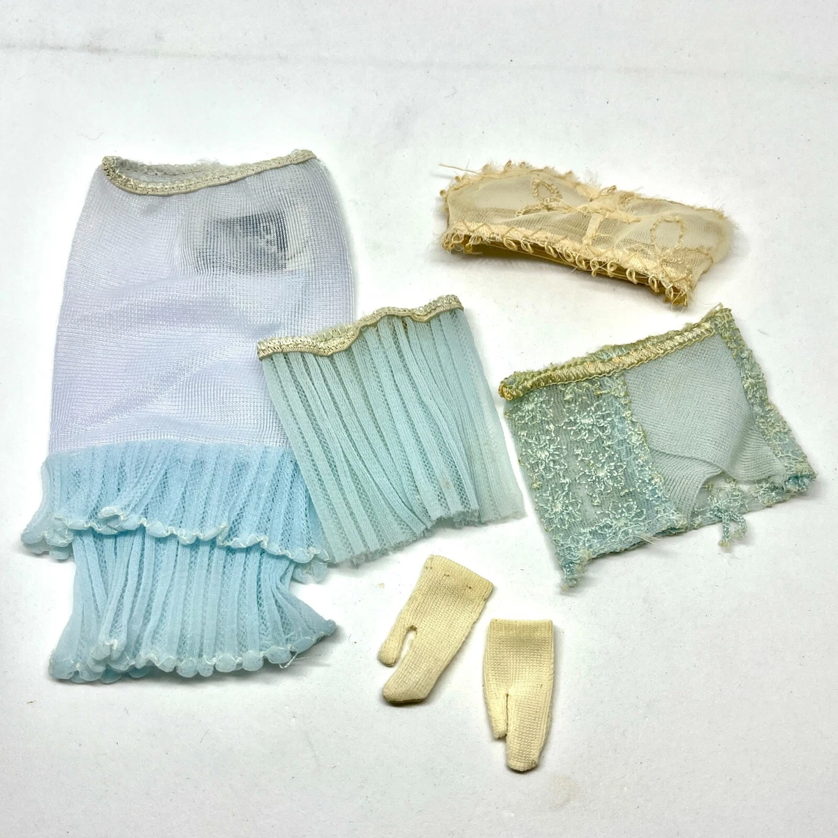 Vintage 1959-62 Barbie Doll Undergarments Blue Set 919 Slip Bra Girdle Tap Pants