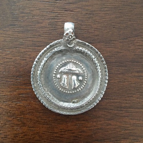 Antique - Indian Hindu Silver Tribal Amulet Pendent - From Rajasthan, India