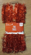NEW 5M CHRISTMAS TREE Fine Tinsel Xmas GARLAND DECORATION RED Thin Type Tinsal