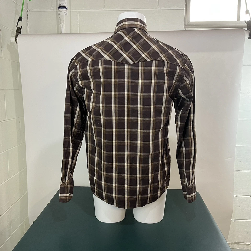 Camisa Polo Sur Hombre Grande Marrón A Cuadros Abotonada Exterior (245) Foto 3 de 4