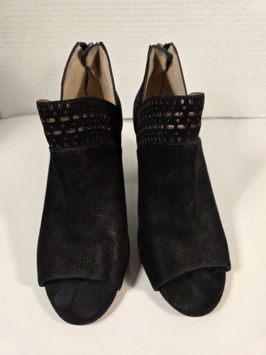 Antonio Milano Black Suede 3” Heels With Peep Toe & Back Zipper Size 6.5 M - Picture 2 of 6