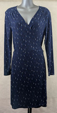 Old Navy sz SP Wrap Dress knit blue printed design long sleeves stretchy 0764